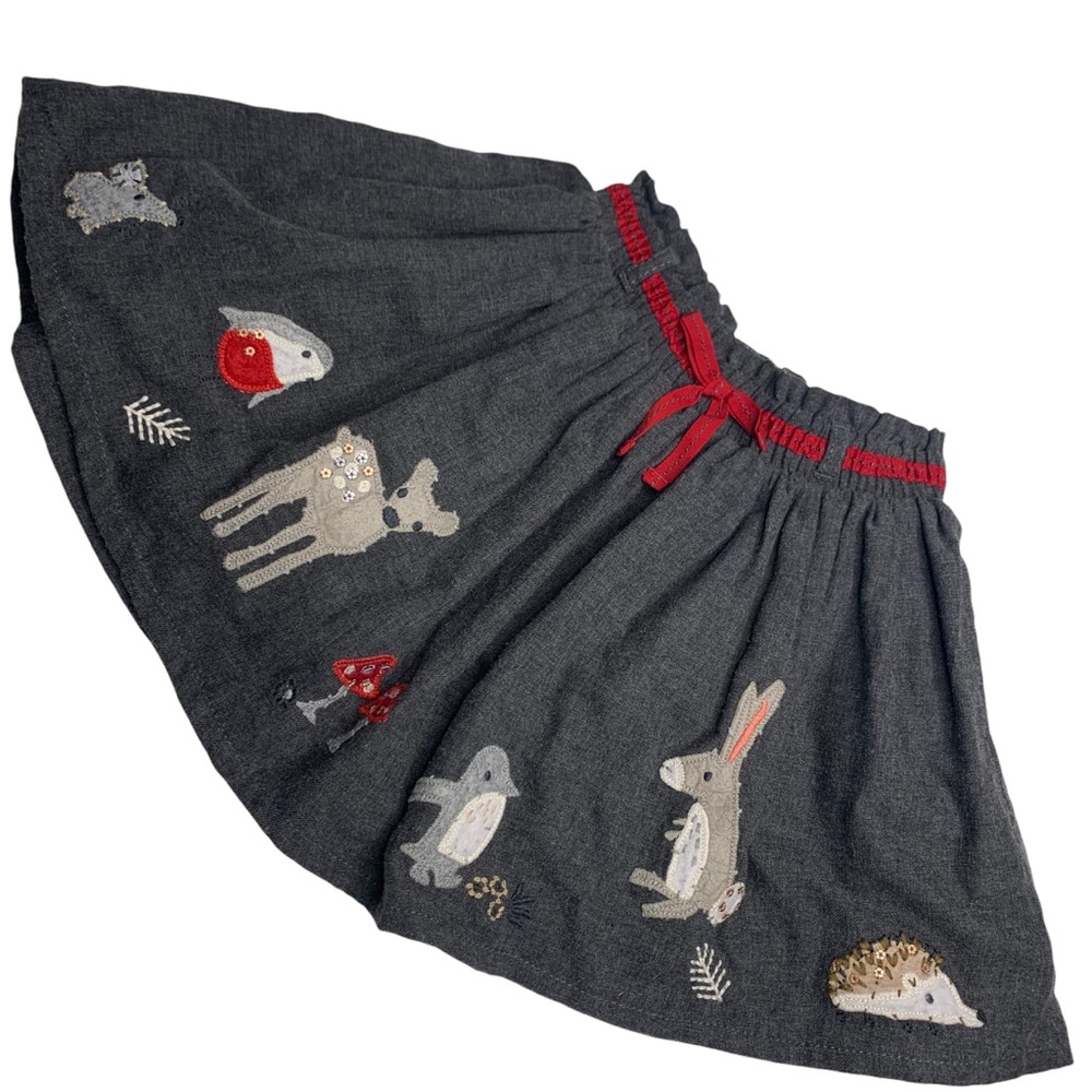 Next 3-4T dark grey skirt with first animal embroidery.  EUC